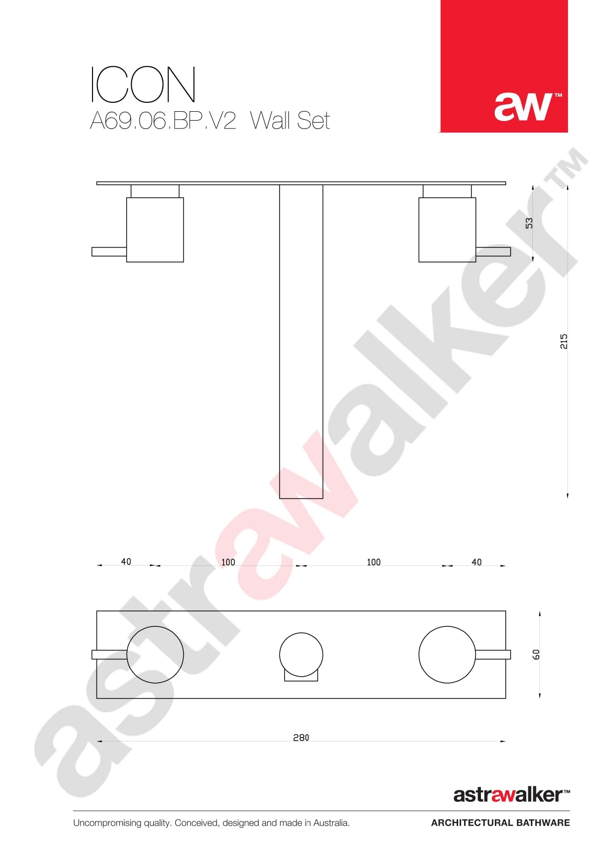 Astra Walker Icon Wall Set on Backplate - a69.06.bp.v2