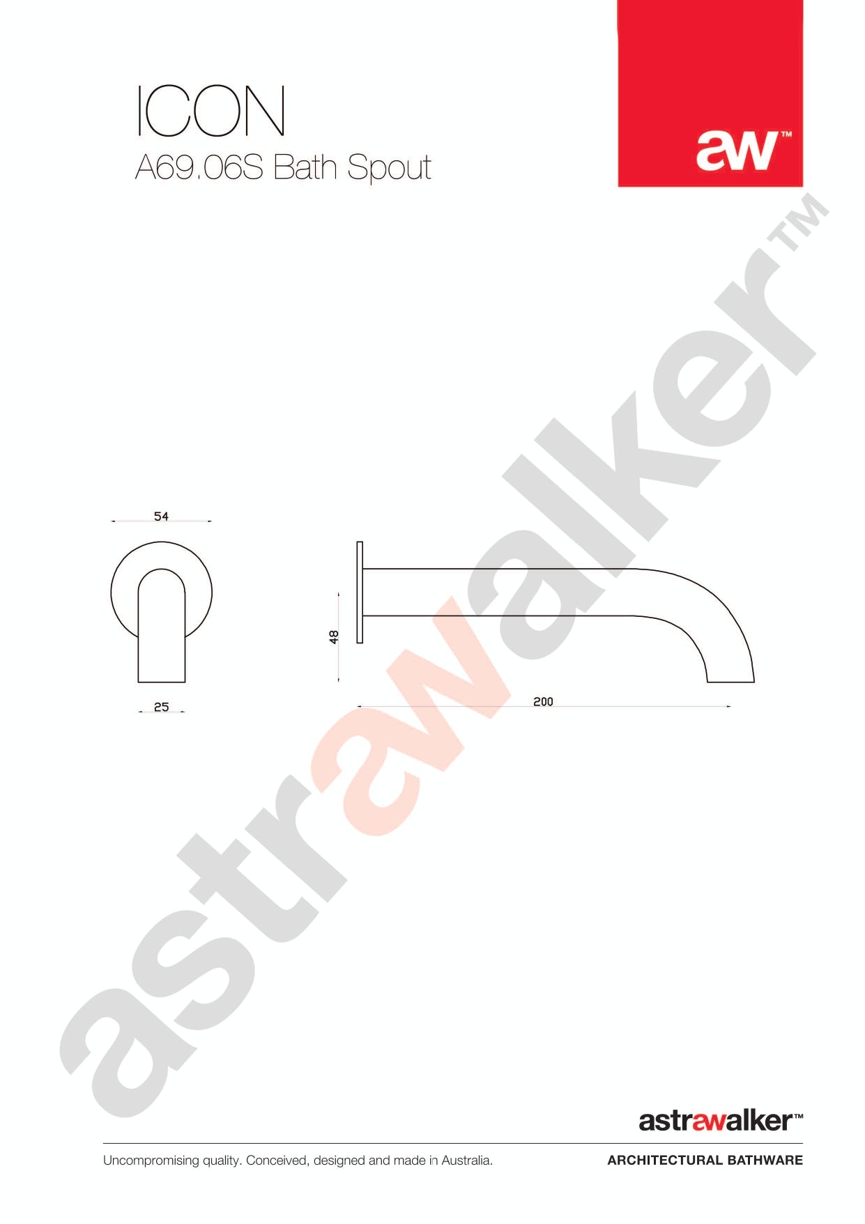 Astra Walker Icon Wall Spout Only 200x25mm - a69.06.s.25