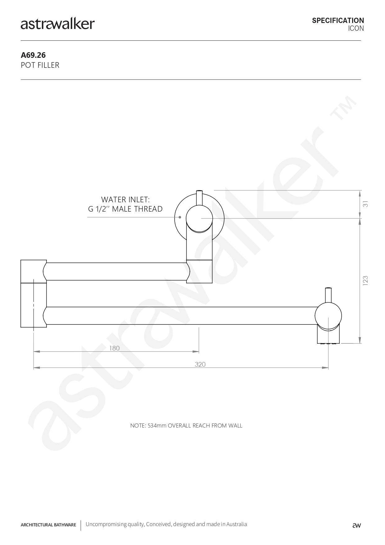 Astra Walker Icon Wall Mounted Pot filler - a69.26