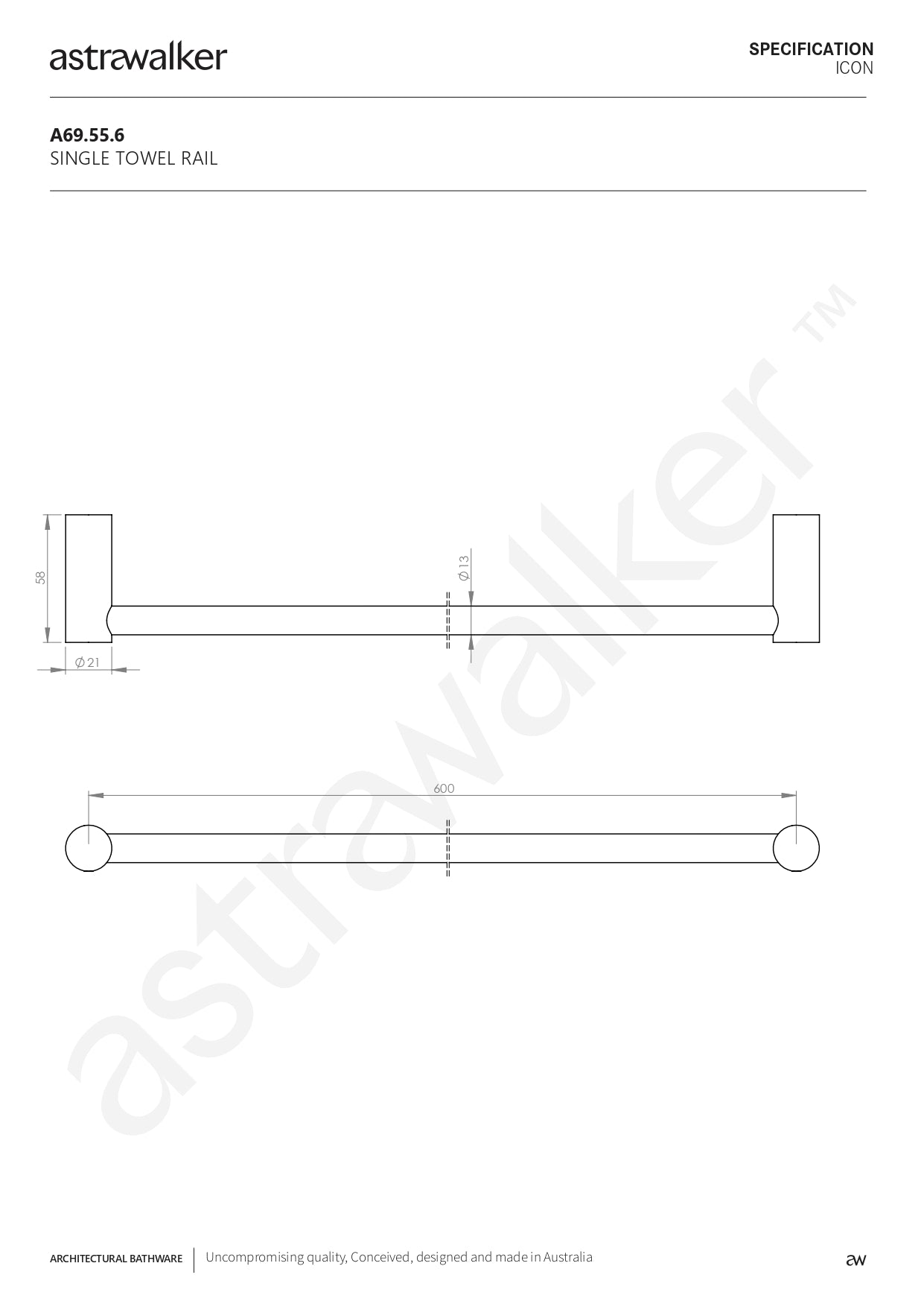 Astra Walker Icon Single Towel Rail - a69.55.6