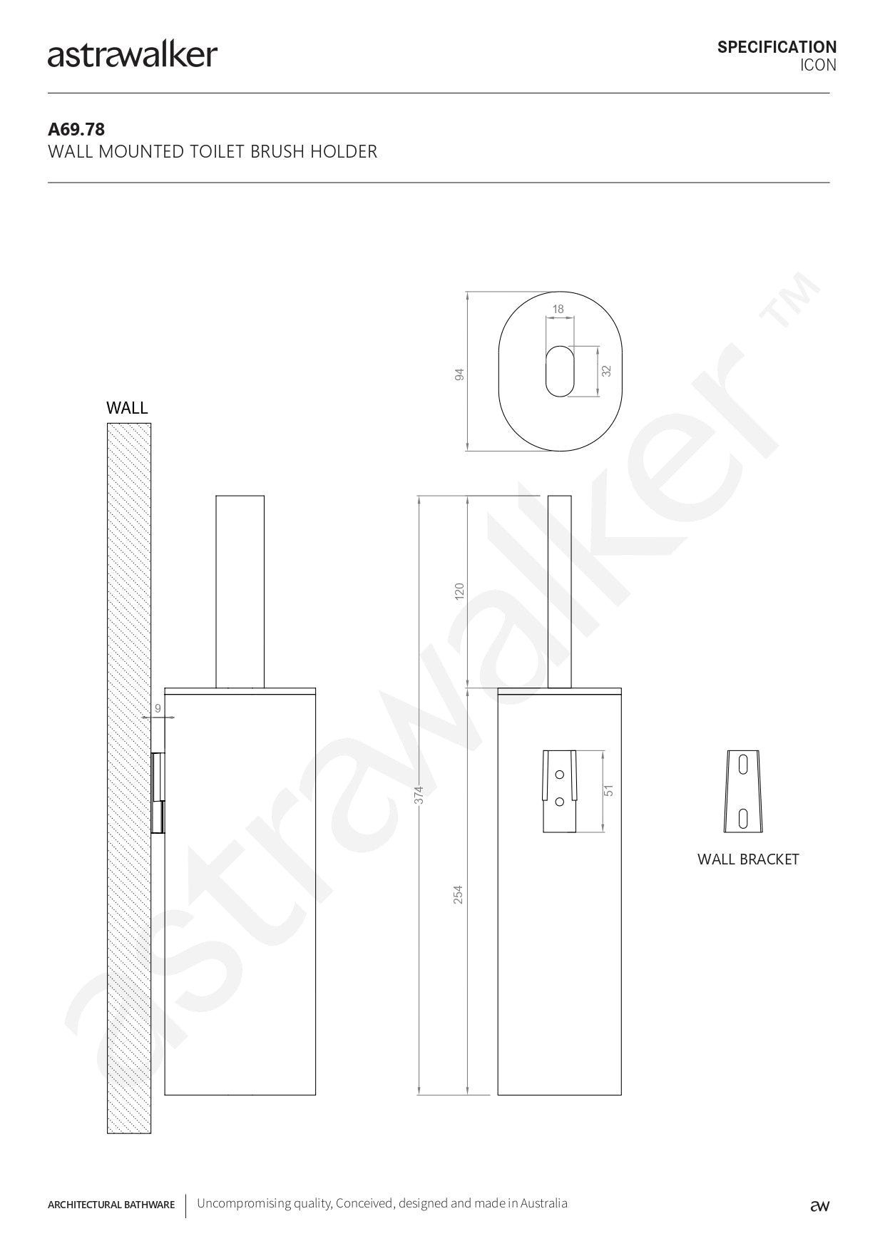 Astra Walker Icon Wall Mounted Toilet Brush Holder - a69.78