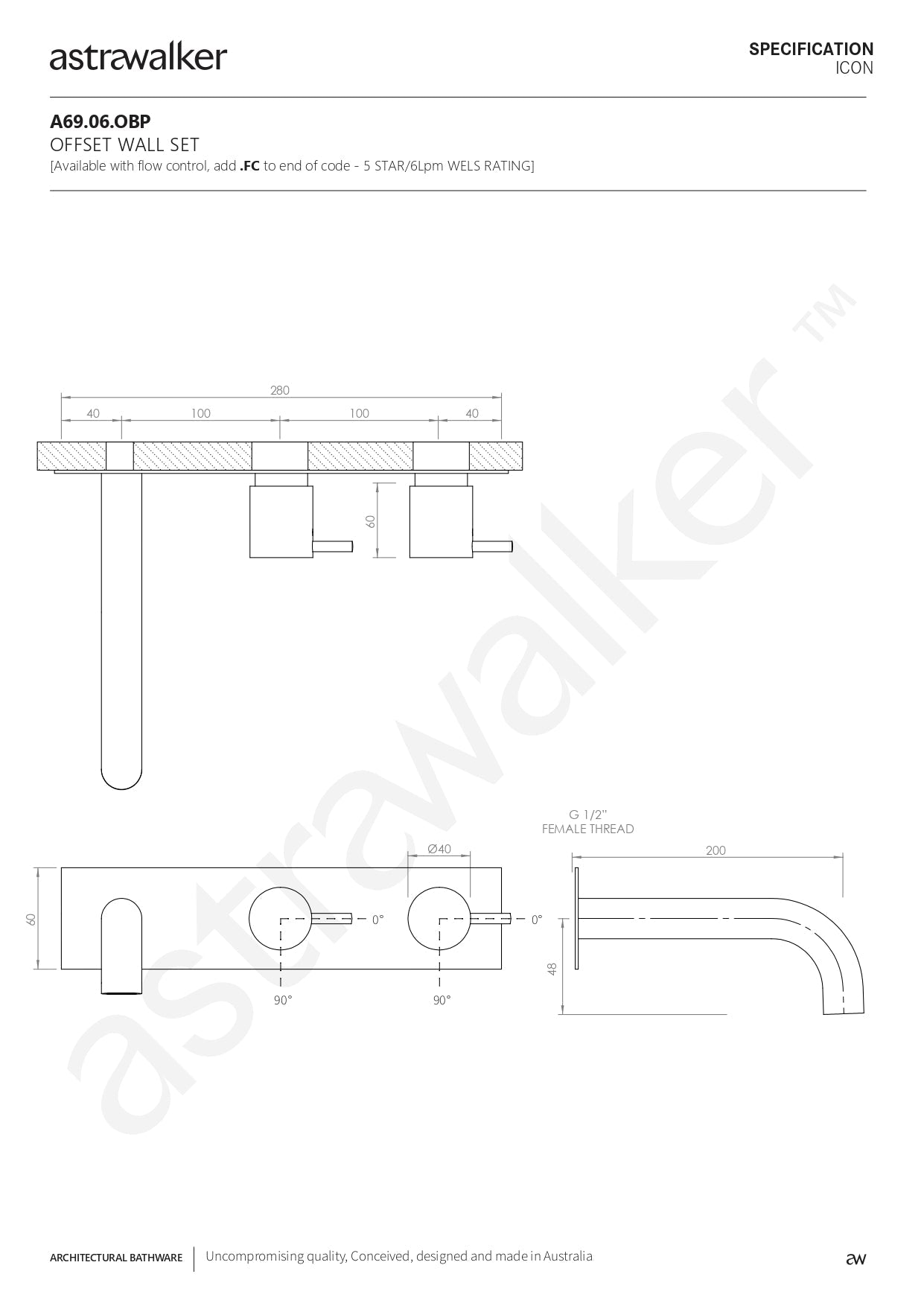 Astra Walker Icon Wall Set on Backplate Offset - a69.06.obp