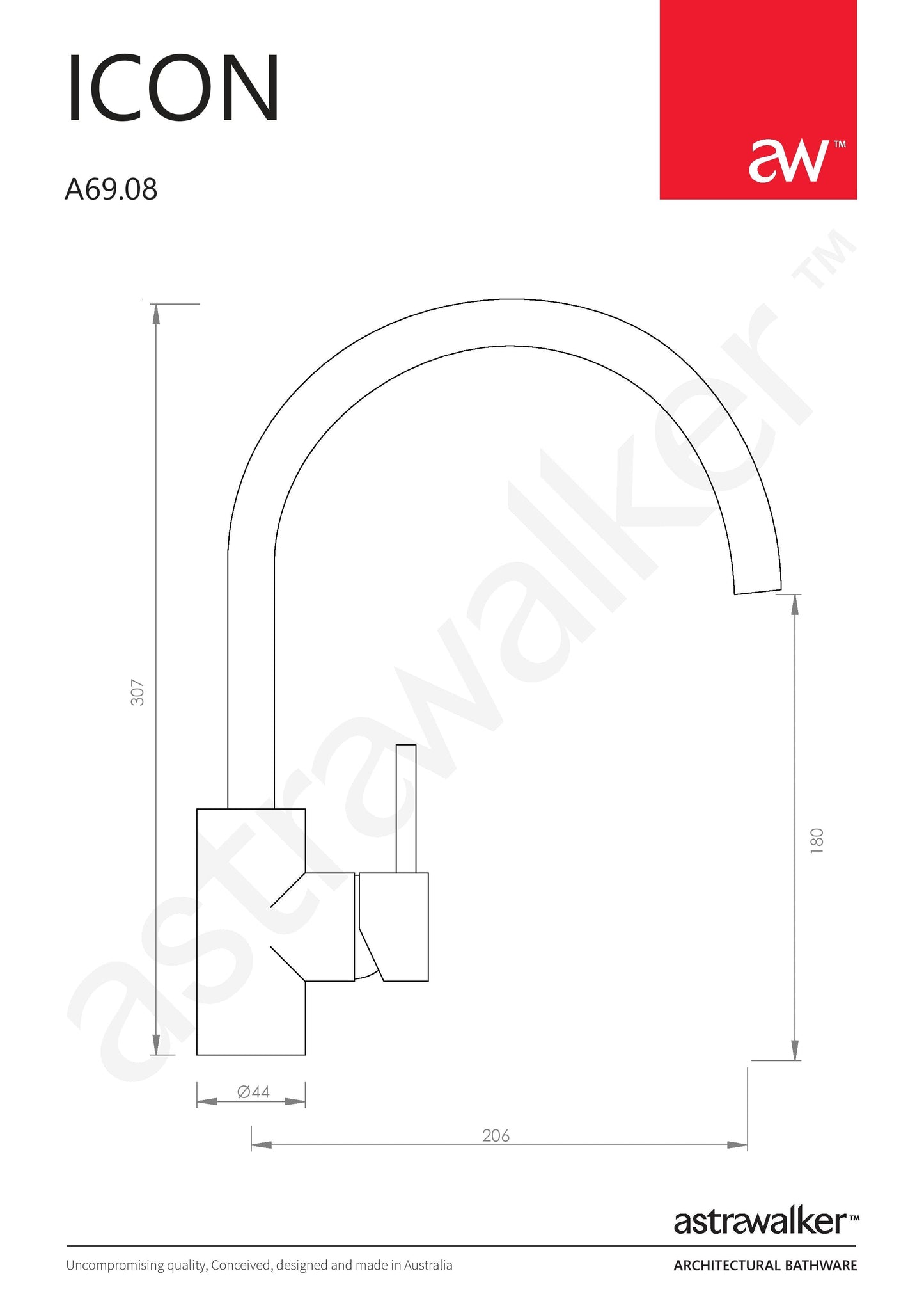 Astra Walker Icon Sink Mixer with swivel spout - a69.08
