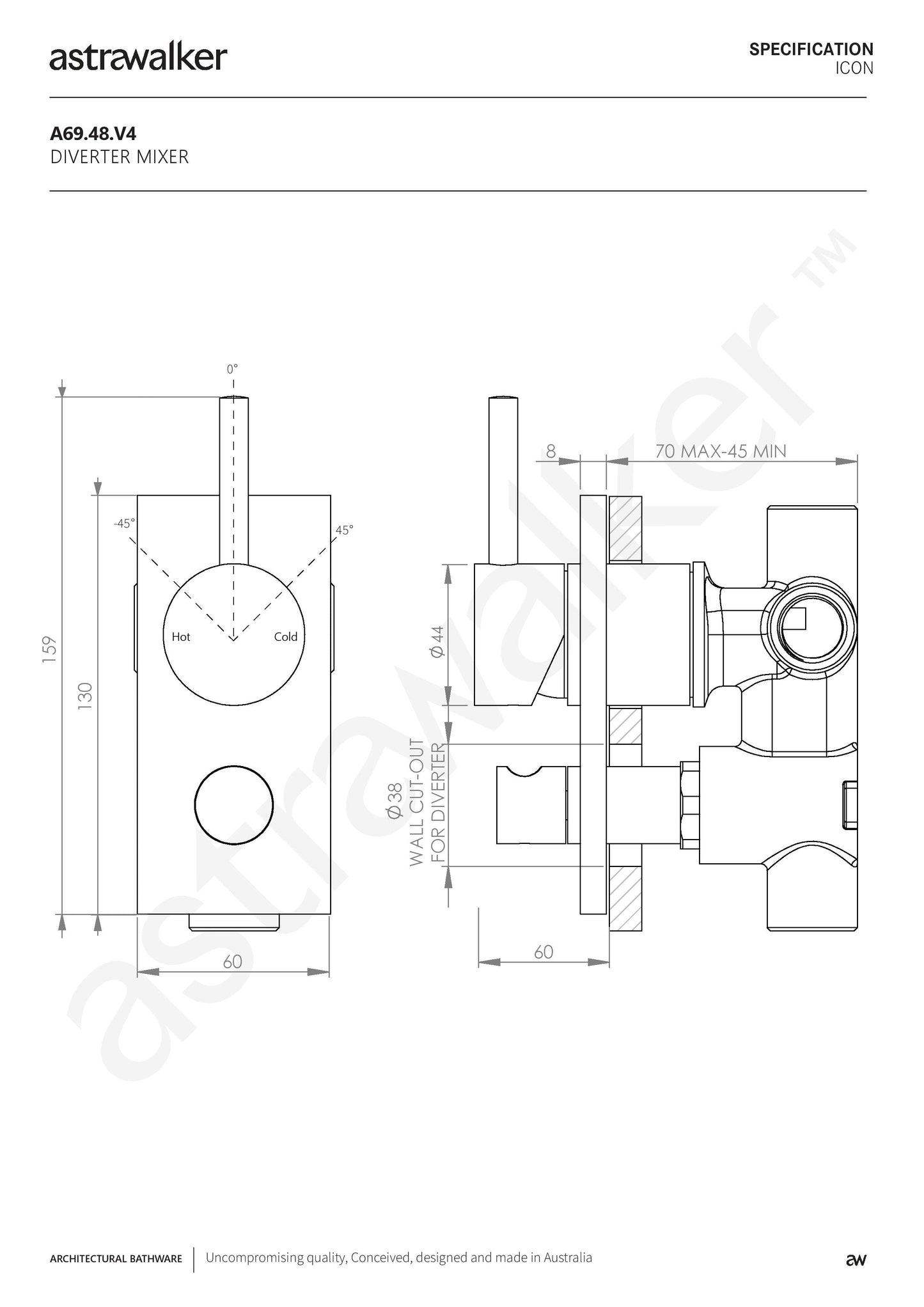 Astra Walker Icon Stainless Steel Diverter Mixer - a69.48.v4.27