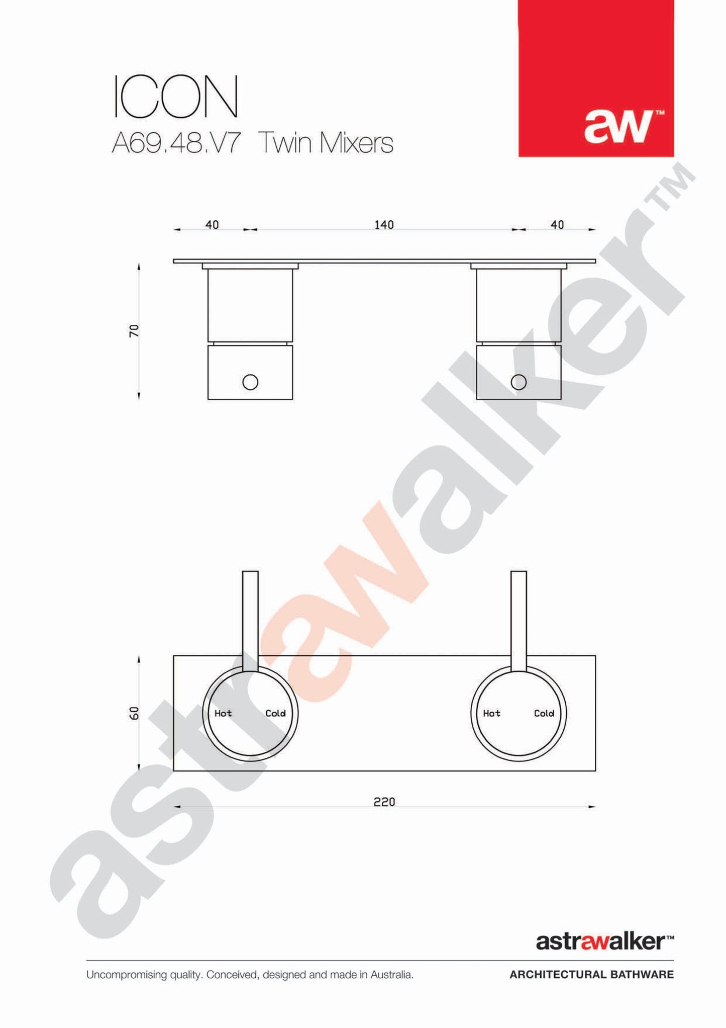 Astra Walker Icon Twin Mixers on Backplate - a69.48.v7