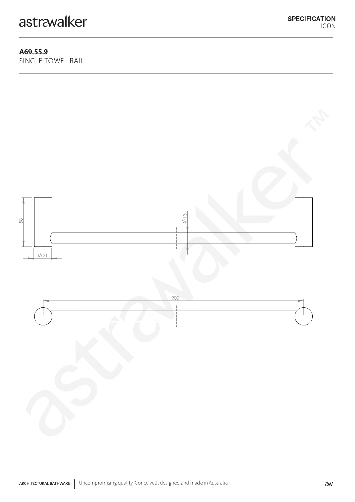 Astra Walker Icon Single Towel Rail 900mm - a69.55.9
