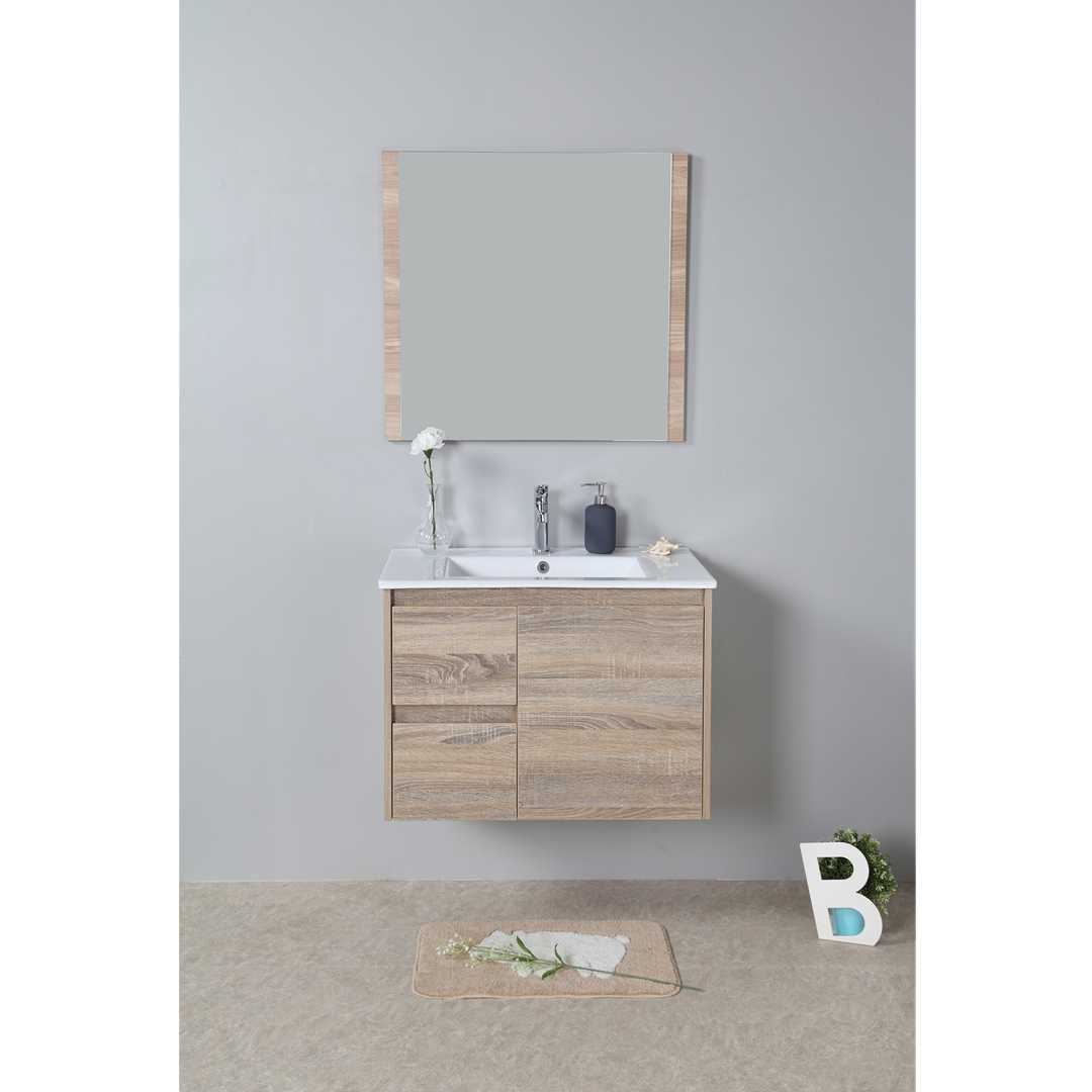GRACE TIMBER LOOK WALL HUNG VANITY 1200MM DRAWERS ON RIGHT