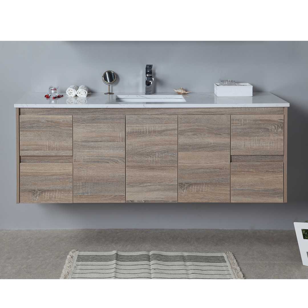 GRACE TIMBER LOOK WALL HUNG VANITY 1200MM DRAWERS ON RIGHT