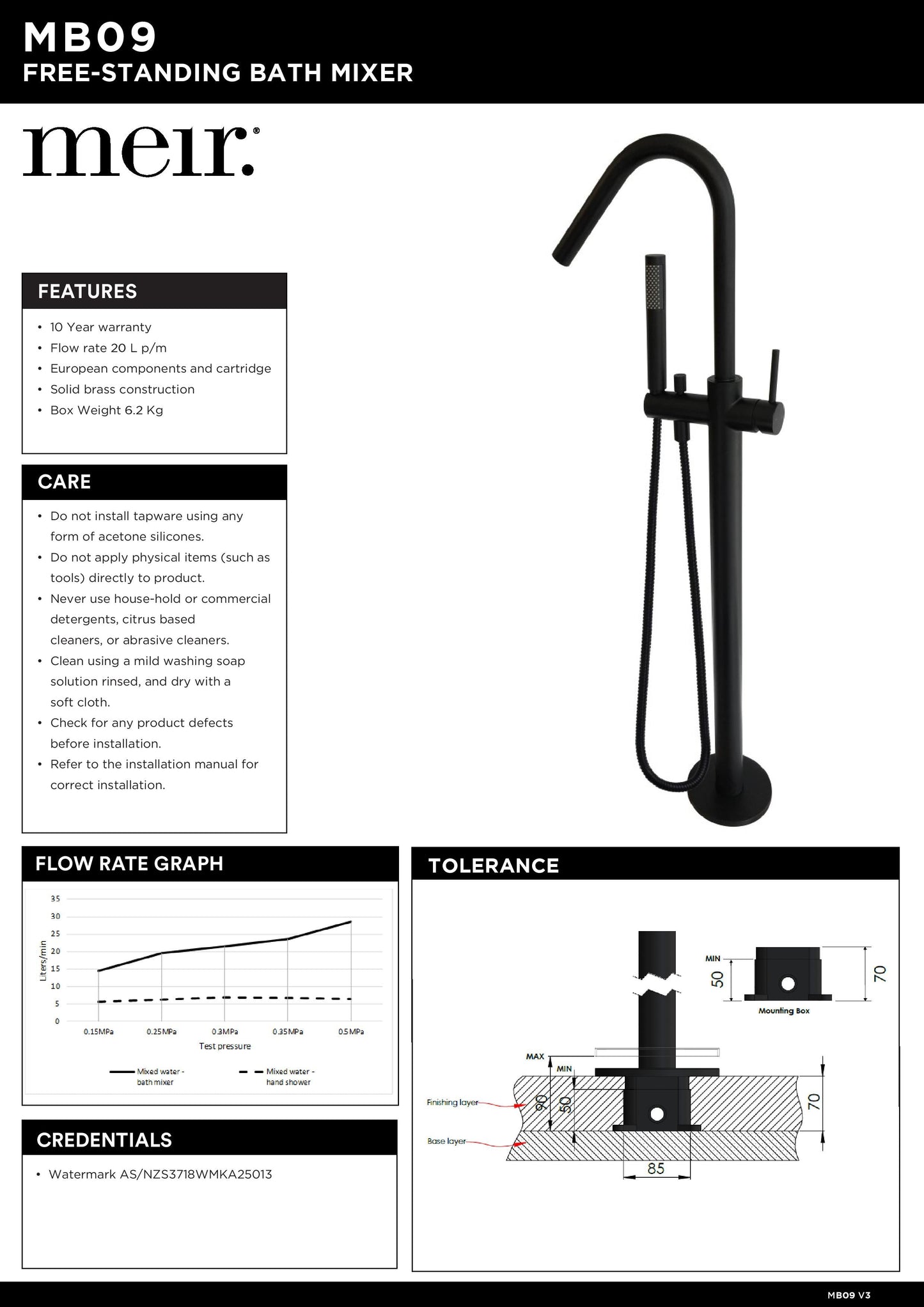 Meir Round Freestanding Bath Spout And Hand Shower