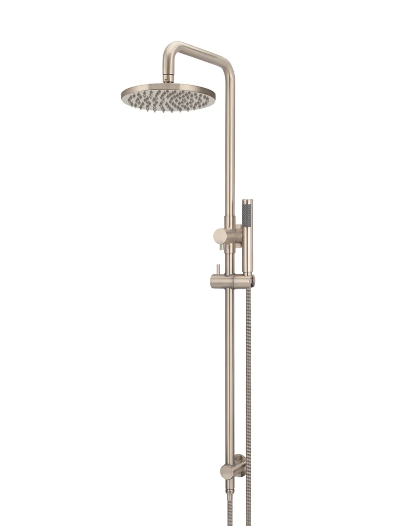 Meir Round Combination Shower Rail, 200MM Rose, Single Function Hand Shower