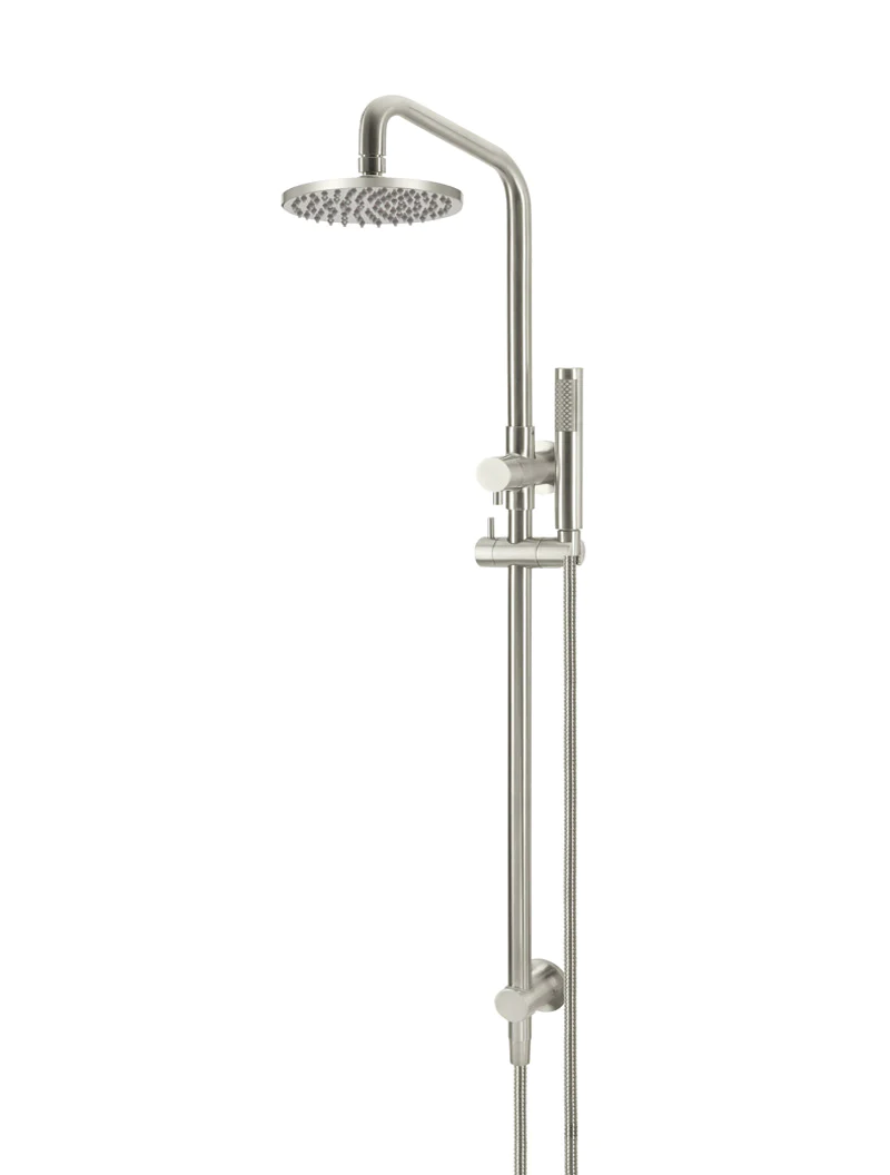 Meir Round Combination Shower Rail, 200MM Rose, Single Function Hand Shower