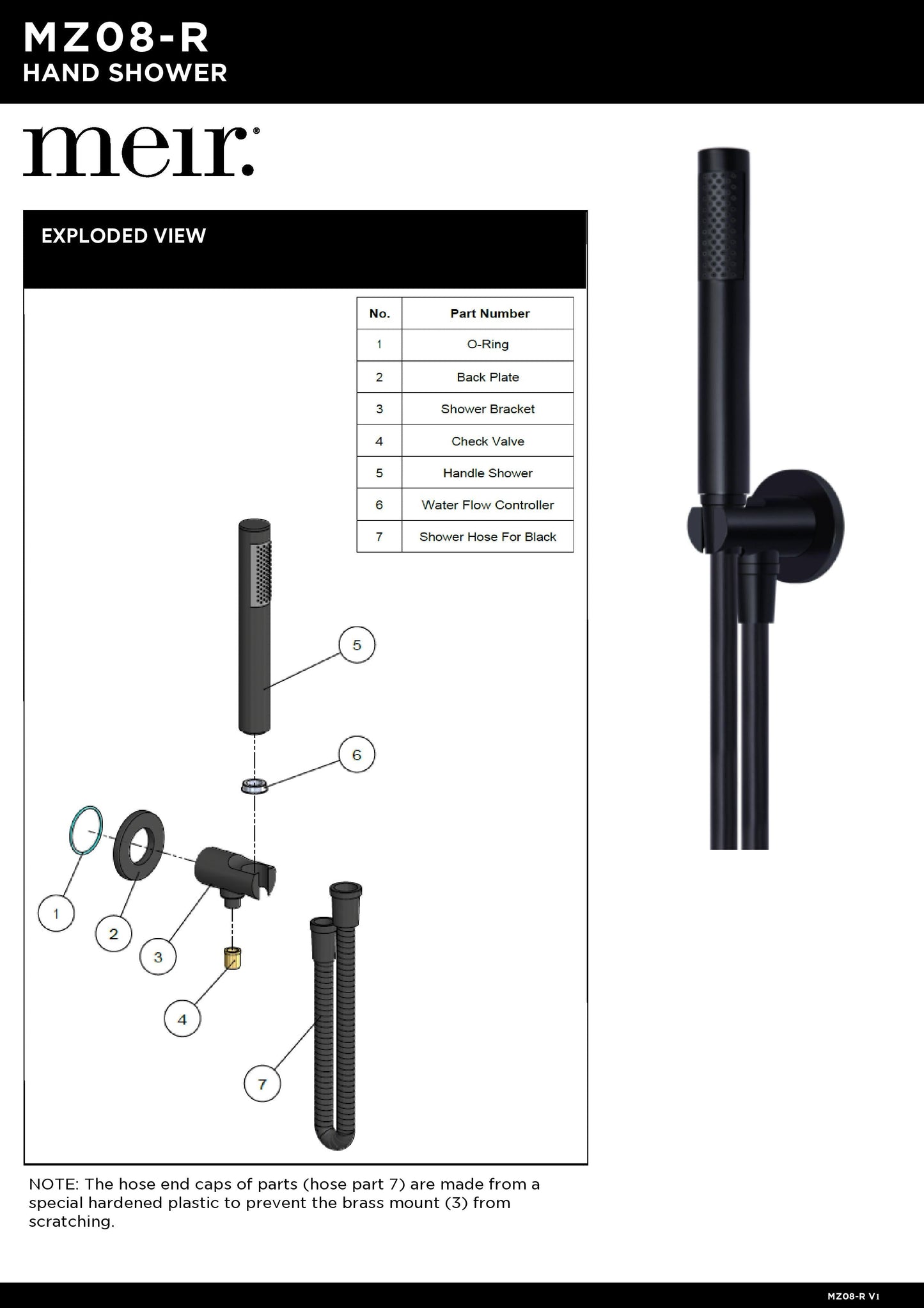 Meir Round Hand Shower On Fixed Bracket