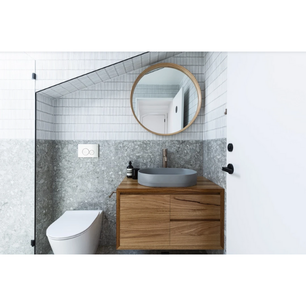 Meir Sigma 21 Brushed Nickel Round Button Flush Plate for Geberit