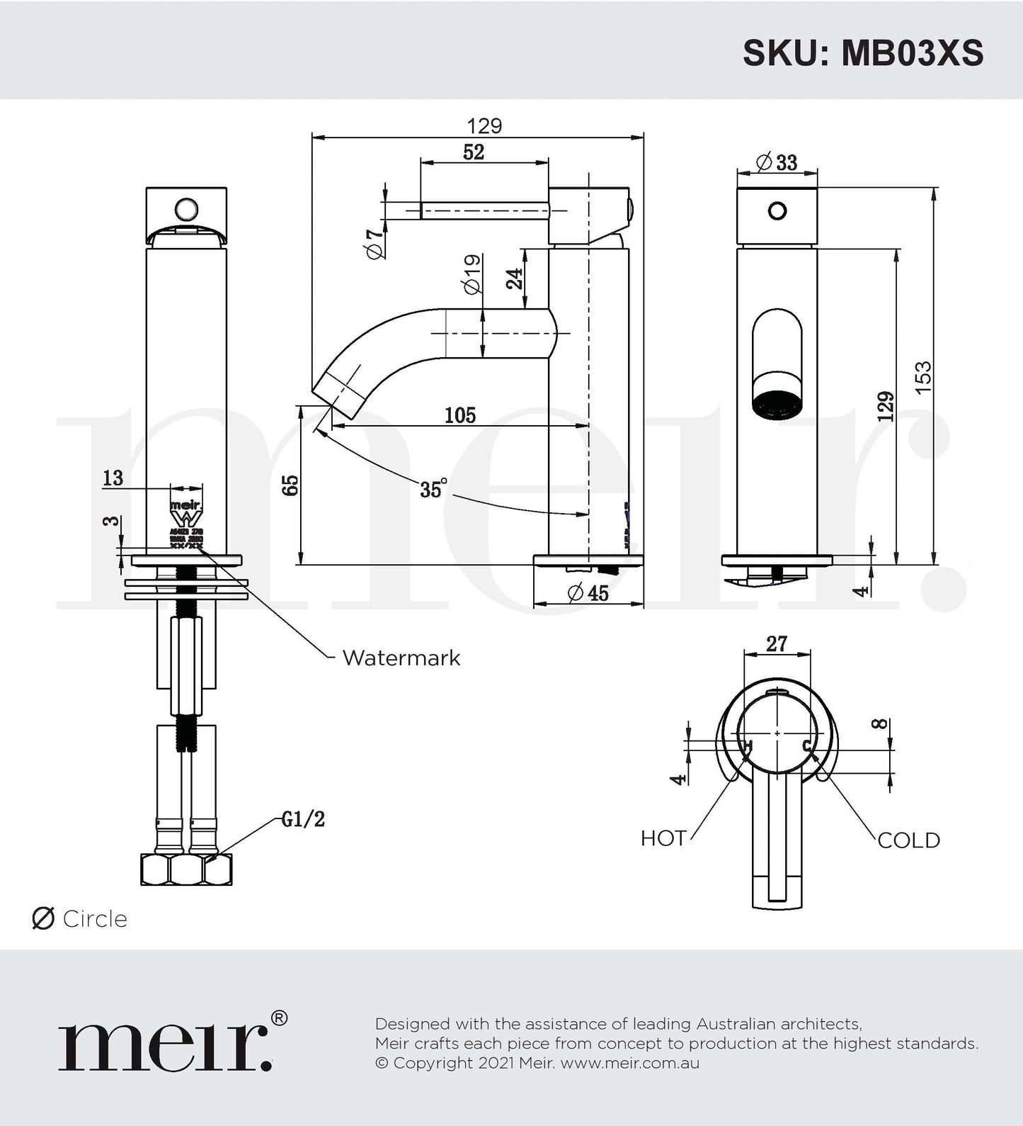 Meir Piccola Basin Mixer Tap