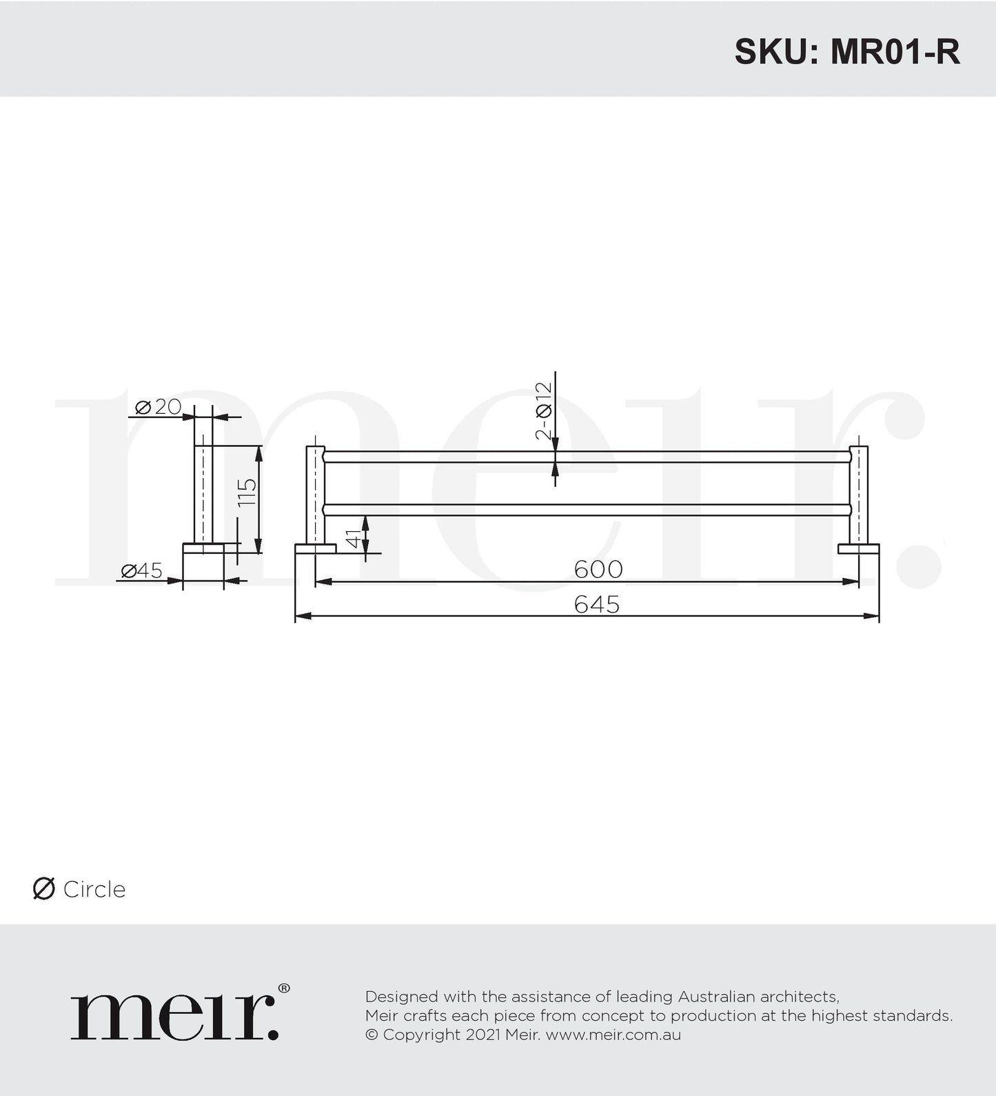 Meir Round Double Towel Rail 600MM