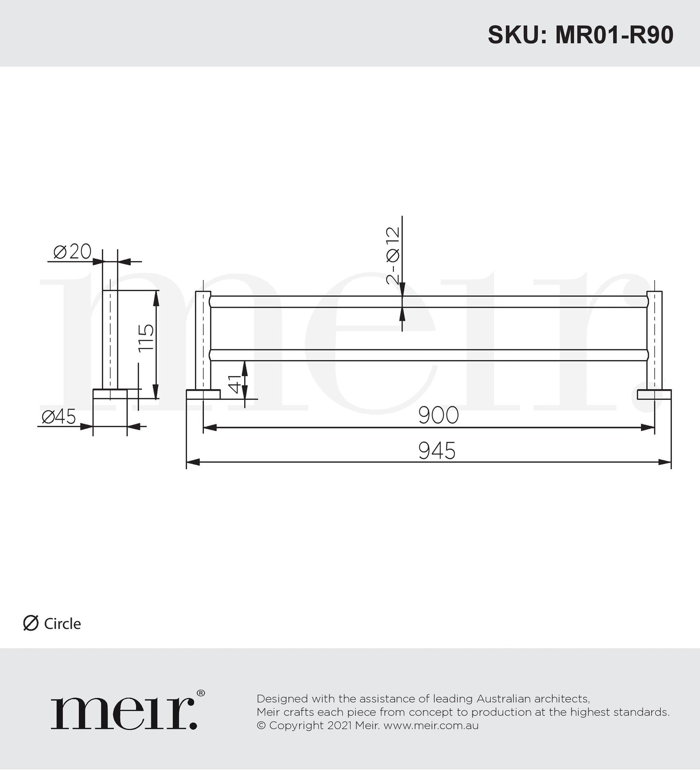 Meir Round Double Towel Rail 900MM